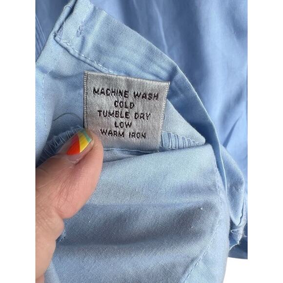 Silver Crest Mexican Cuban Guayabera Embroidered Baby Blue Size Medium 44" Chest - Picture 5 of 8